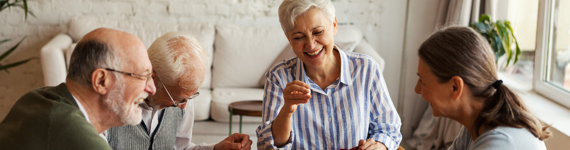 Retirement village residents laughing