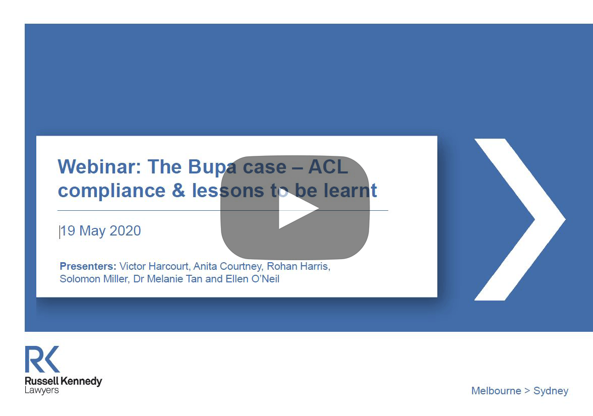 Russell Kennedy webinar - Replay: The Bupa Case ACL compliance lessons to be learnt